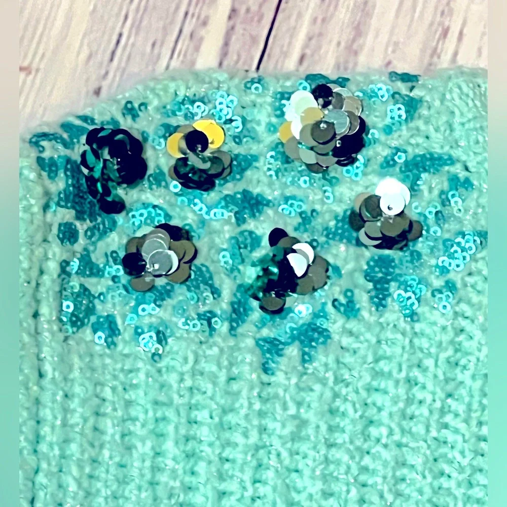 EUC Sequin Shoulder, Light Blue, Girls Justice Sweater